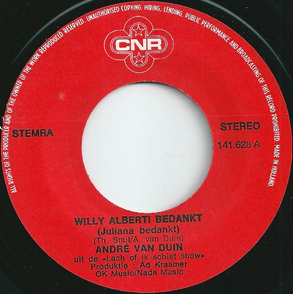 André van Duin : Willy Alberti Bedankt (7", Single)
