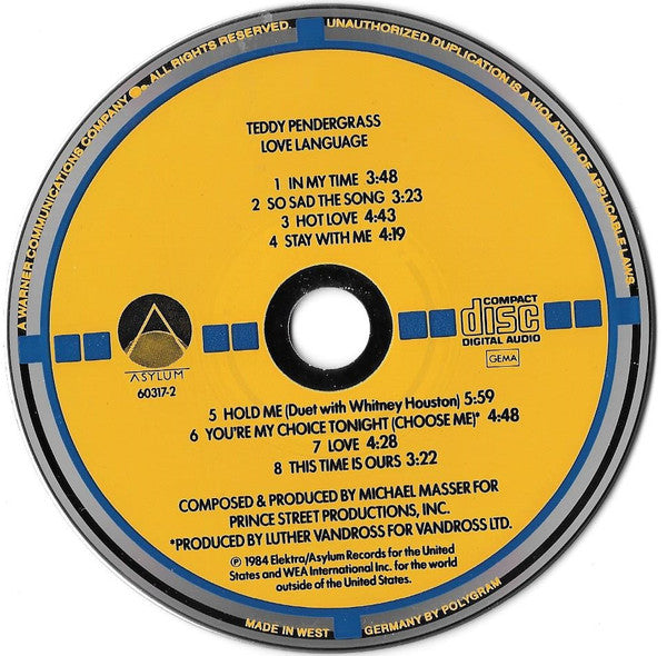 Teddy Pendergrass : Love Language (CD, Album, Tar)