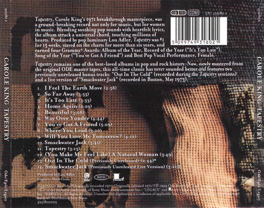 Carole King : Tapestry (CD, Album, RE, RM)