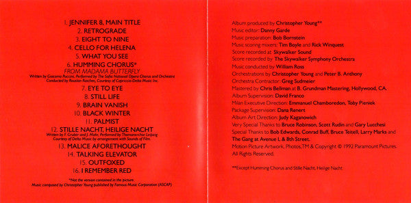 Christopher Young : Jennifer 8 (Music From The Motion Picture Soundtrack) (CD, Album)