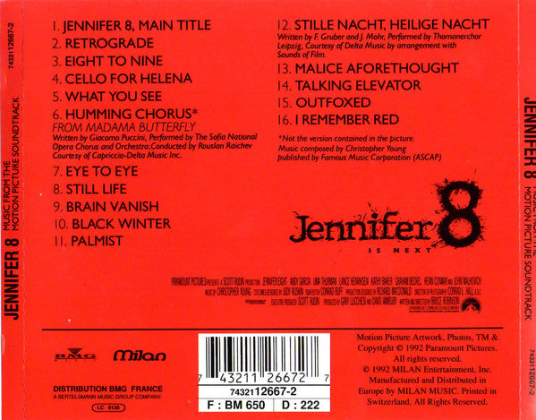 Christopher Young : Jennifer 8 (Music From The Motion Picture Soundtrack) (CD, Album)