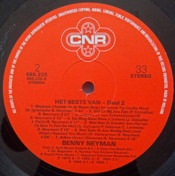 Benny Neyman : Het Beste Van Benny Neyman Deel 2 (LP, Comp)
