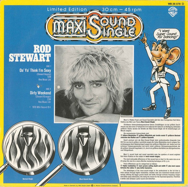 Rod Stewart : Da’ Ya’ Think I’m Sexy  (12", Maxi, Ltd)