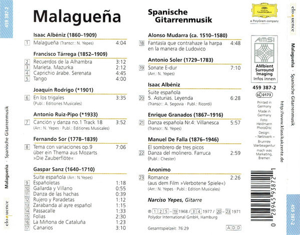 Narciso Yepes : Malagueña · Spanische Gitarrenmusik (CD, Comp, RE)