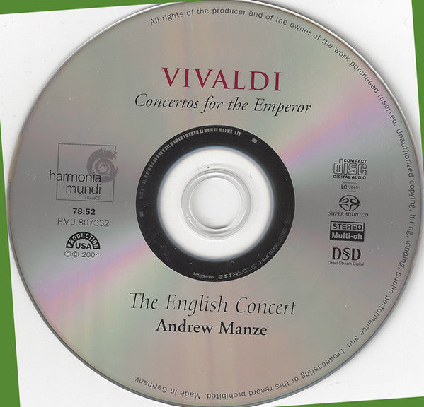 Antonio Vivaldi, The English Concert, Andrew Manze : Concertos For The Emperor (SACD, Hybrid, Multichannel)