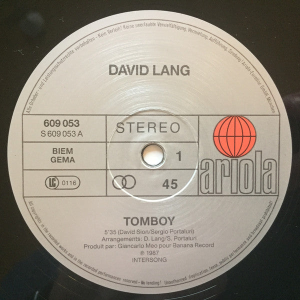 David Lang (2) : Tomboy (12", Maxi)