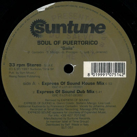 Soul Of Puertorico : Baila (12")