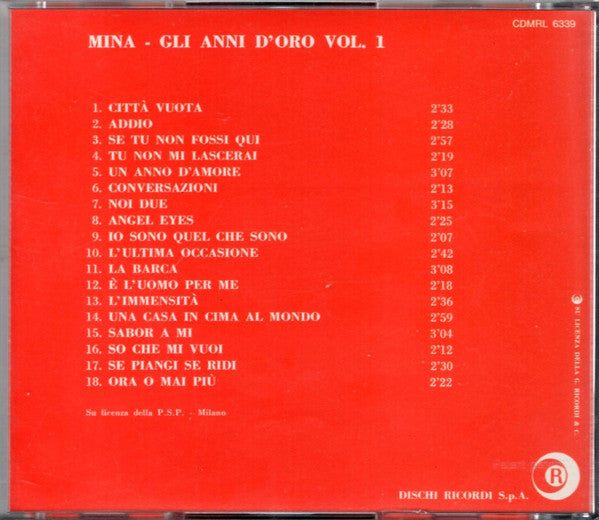 Mina (3) : Gli Anni D'Oro Vol. 1 (CD, Comp)