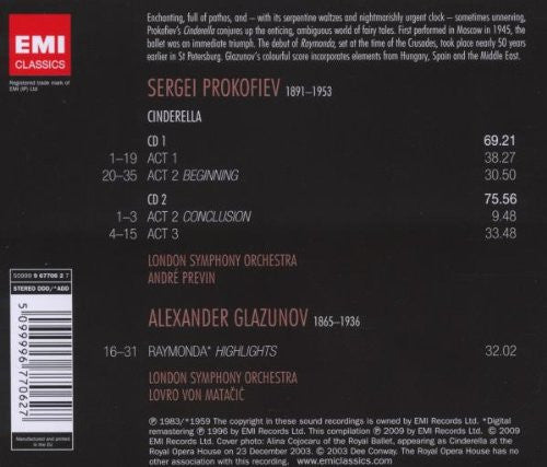 London Symphony Orchestra, André Previn , and Lovro Von Matačić* : Prokofiev: Cinderella / Glazunov: Raymonda (Highlights) (2xCD, Comp)