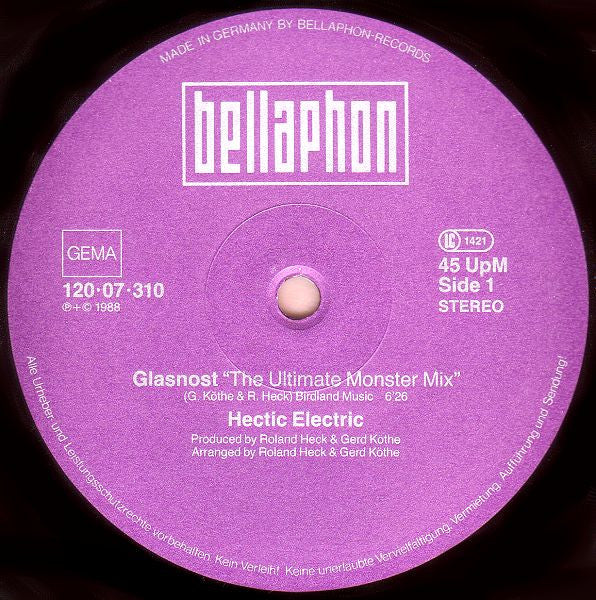 Hectic Electric : Glasnost (12", Maxi)