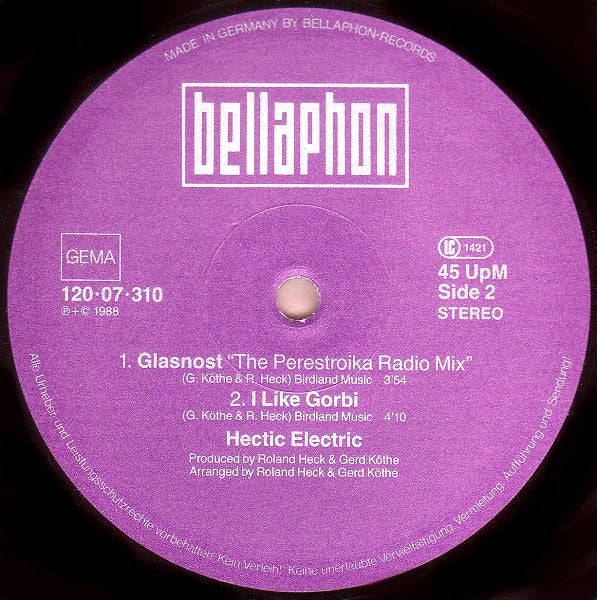 Hectic Electric : Glasnost (12", Maxi)