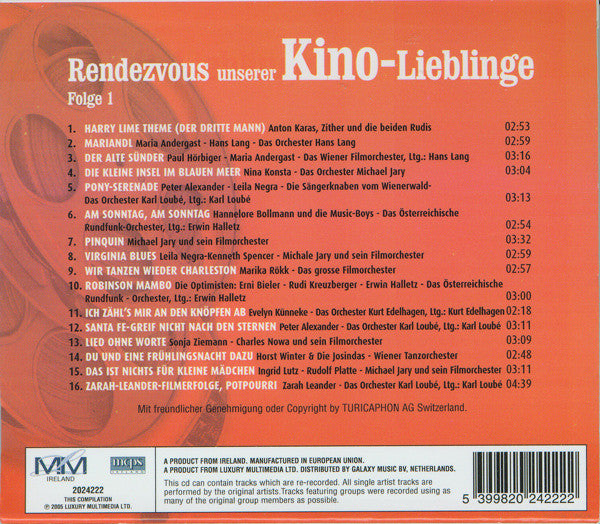 Various : Rendezvous Unserer Kino-Lieblinge Folge 1 (CD, Comp)