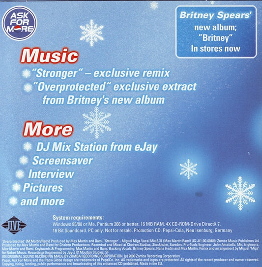 Britney Spears : Special Edition CD-Rom (Plus "Stronger" Remix) (CD-ROM, Single, Enh, Promo, Car)