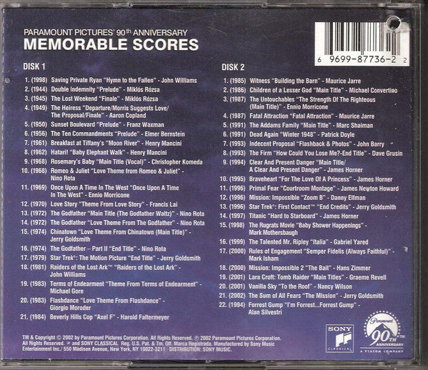 Various : Paramount Pictures 90th Anniversary Memorable Scores (2xCD, Comp)