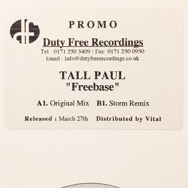 Tall Paul : Freebase (12", Promo, W/Lbl)