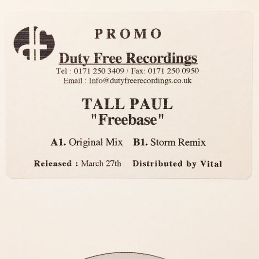 Tall Paul : Freebase (12", Promo, W/Lbl)