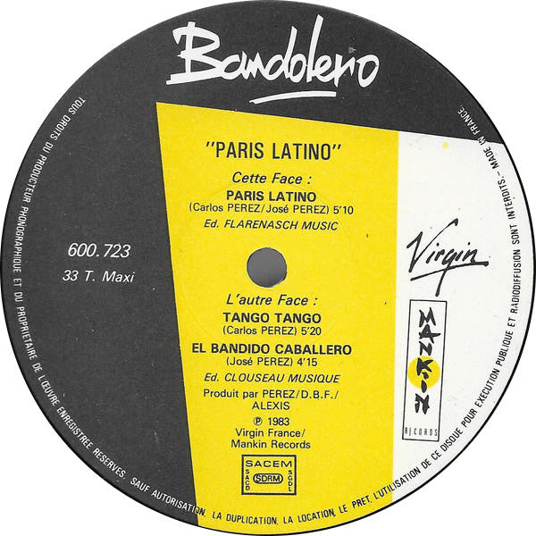 Bandolero : Paris Latino • Tango Tango • El Bandido Caballero (12", Maxi)