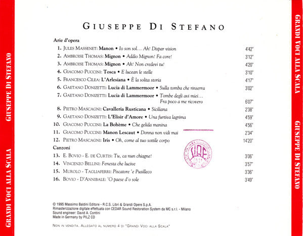 Giuseppe di Stefano : Grandi Voci Alla Scala (CD, Comp)