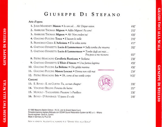 Giuseppe di Stefano : Grandi Voci Alla Scala (CD, Comp)