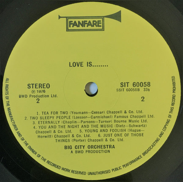 The Big City Orchestra (2) : Love Is... (LP, Album)