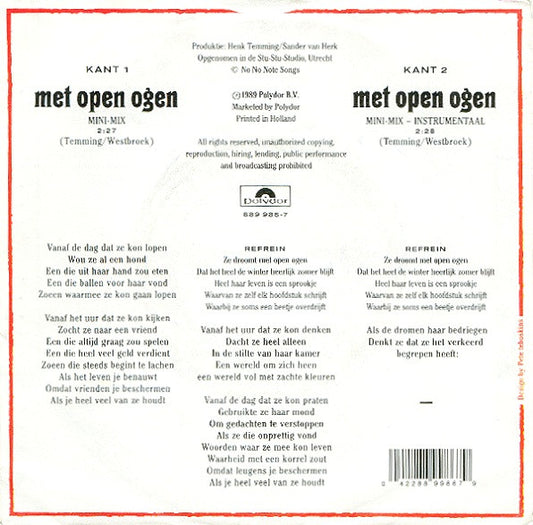 Het Goede Doel : Met Open Ogen (Mini Mix) (7", Single)