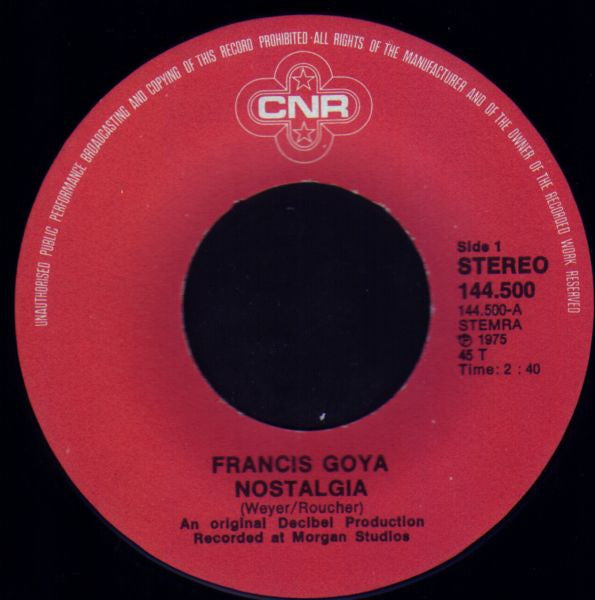 Francis Goya : Nostalgia / Nautilus (7", Single)