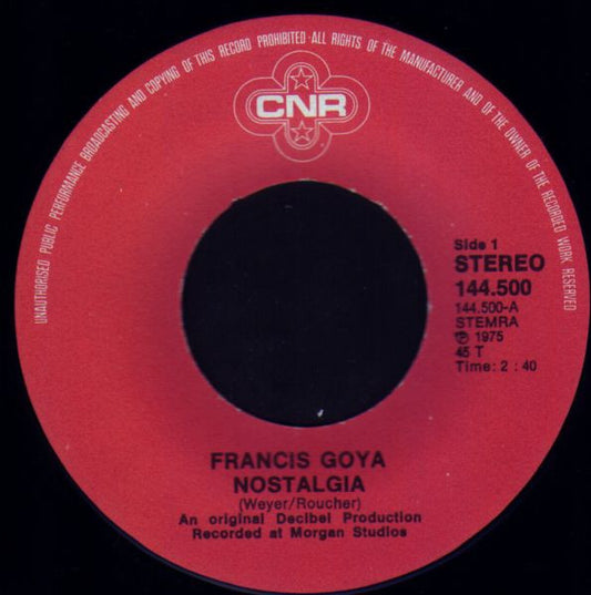 Francis Goya : Nostalgia / Nautilus (7", Single)