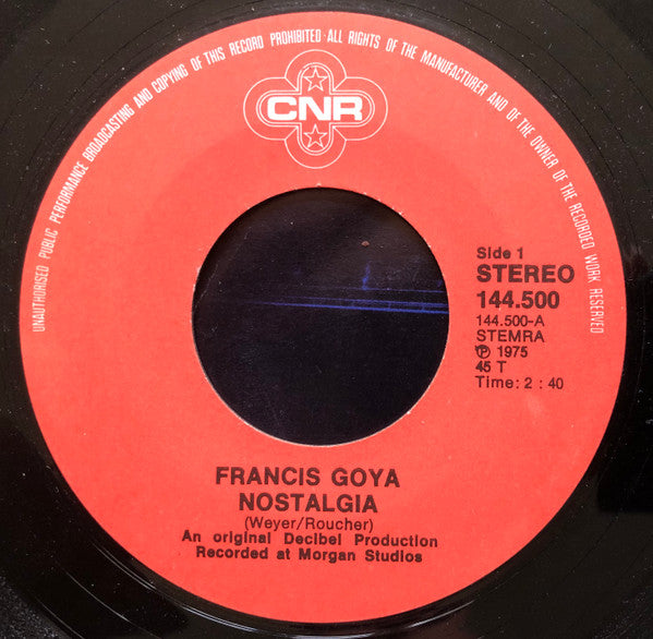 Francis Goya : Nostalgia / Nautilus (7", Single)