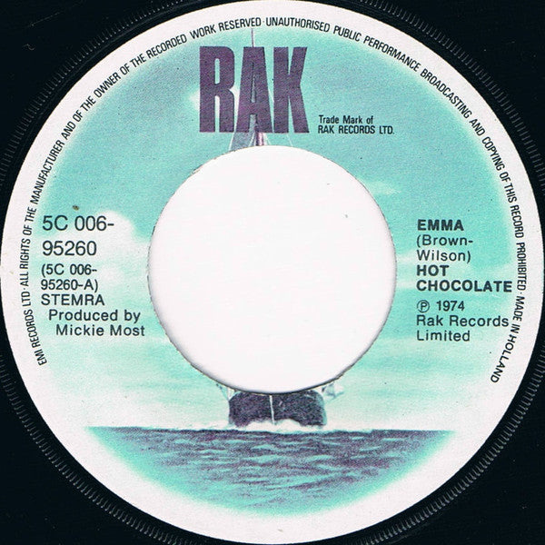 Hot Chocolate : Emma (7", Single)