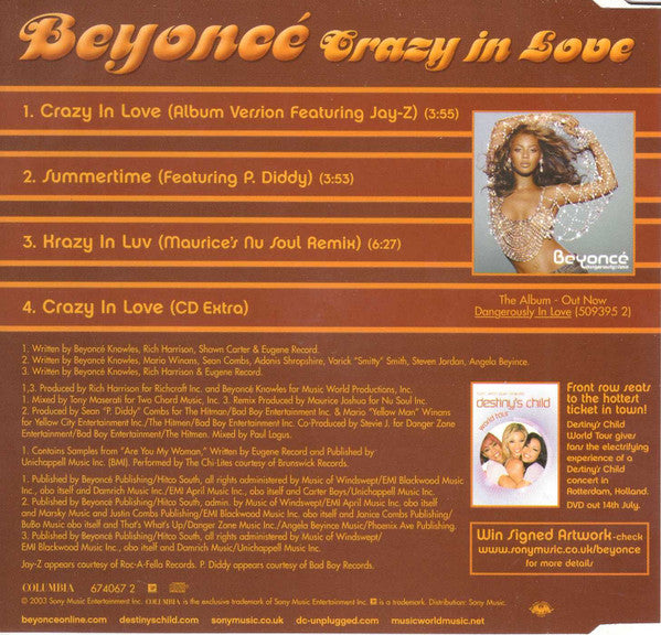 Beyoncé : Crazy In Love (CD, Single, Enh, CD1)