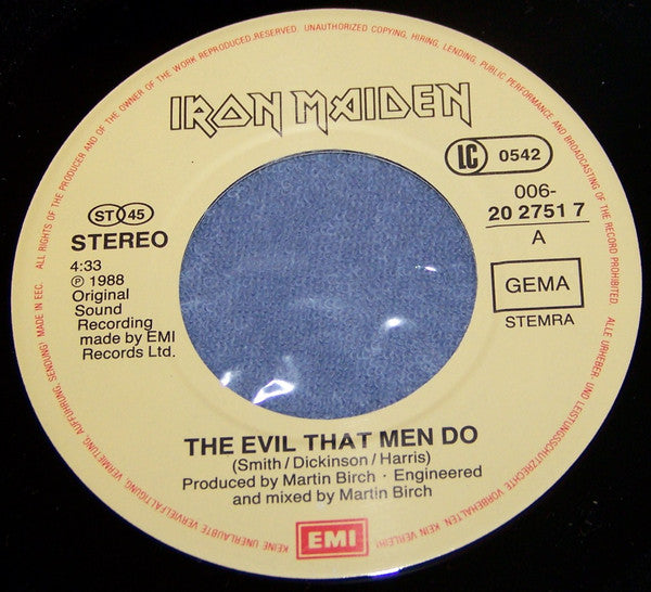 Iron Maiden : The Evil That Men Do (7", Single)