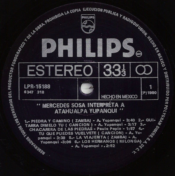 Mercedes Sosa : Mercedes Sosa Interpreta Atahualpa Yupanqui (LP, Album)