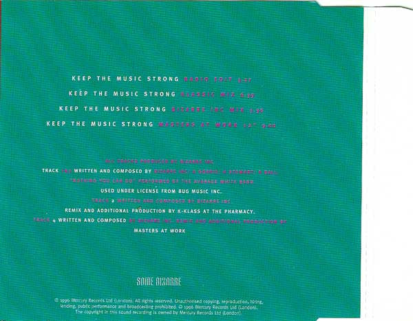 Bizarre Inc : Keep The Music Strong (CD, Maxi)