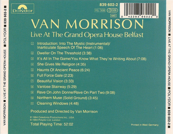Van Morrison : Live At The Grand Opera House Belfast (CD, Album, RE)