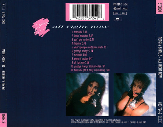 Pepsi & Shirlie : All Right Now (CD, Album)
