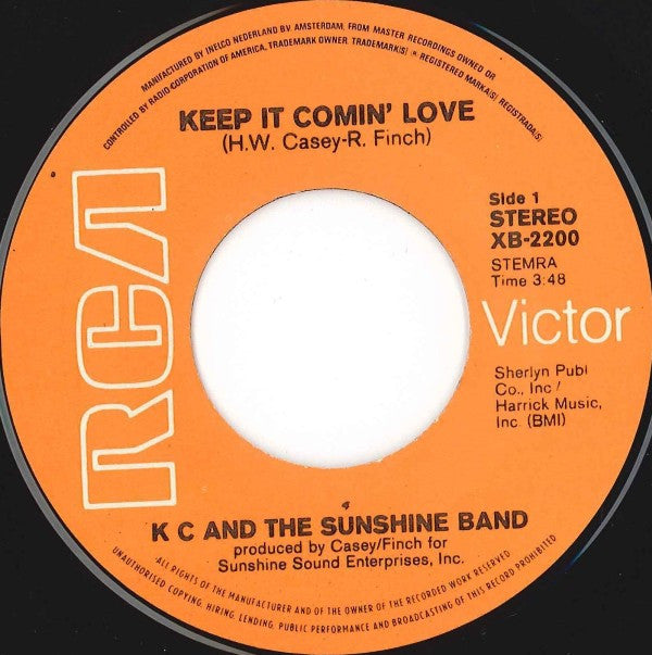 KC & The Sunshine Band : Keep It Comin' Love (7", Single)