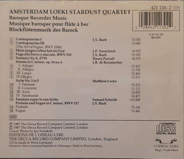 Amsterdam Loeki Stardust Quartet : Baroque Recorder Music (CD)