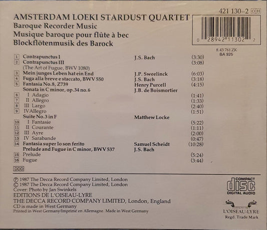 Amsterdam Loeki Stardust Quartet : Baroque Recorder Music (CD)