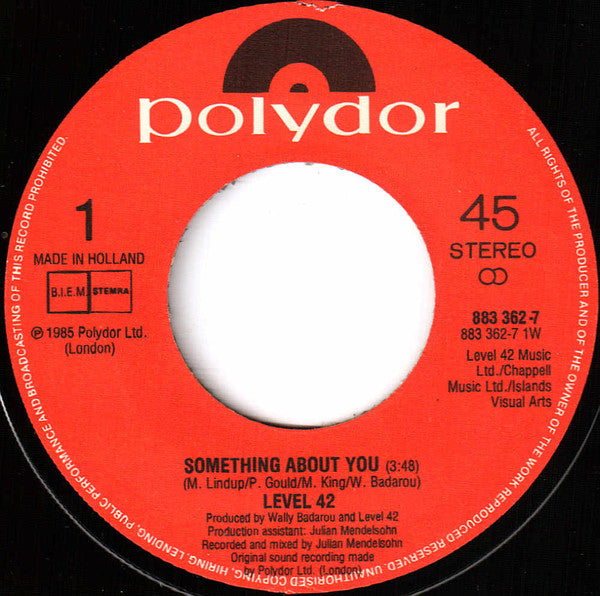 Level 42 : Something About You (7", Single)