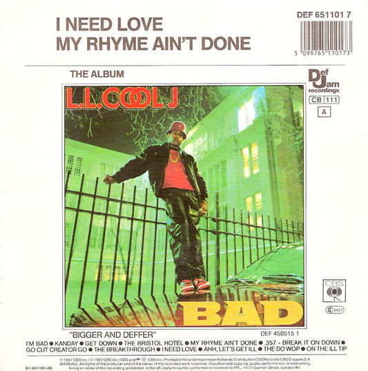 LL Cool J : I Need Love (7", Single)