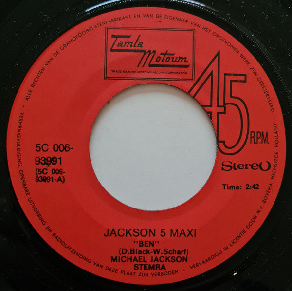 Michael Jackson / The Jackson 5 : Jackson 5 Maxi (7", Maxi, Red)