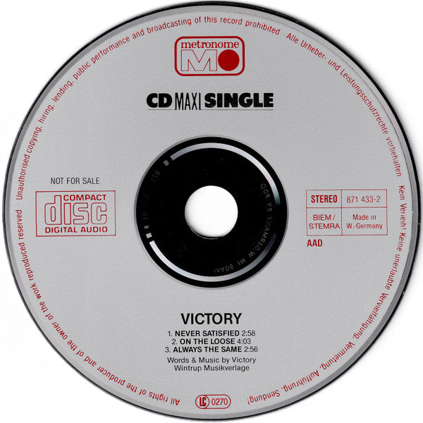 Victory (3) : Never Satisfied (CD, Single, Promo, AAD)