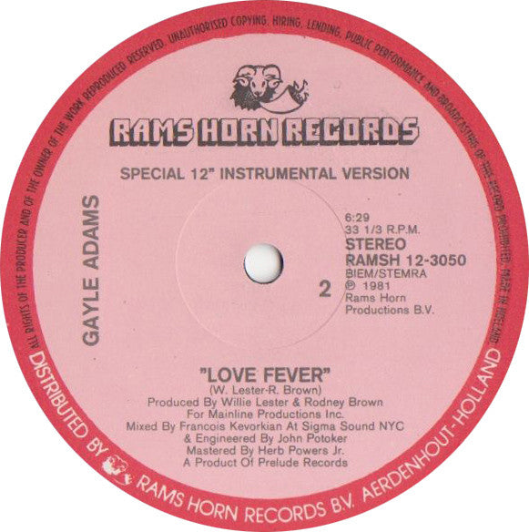 Gayle Adams : Love Fever (12")