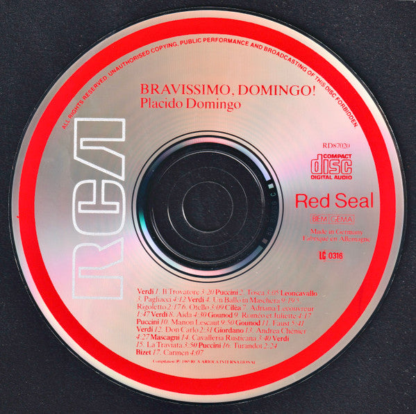 Placido Domingo : Bravissimo, Domingo! (CD, Comp)