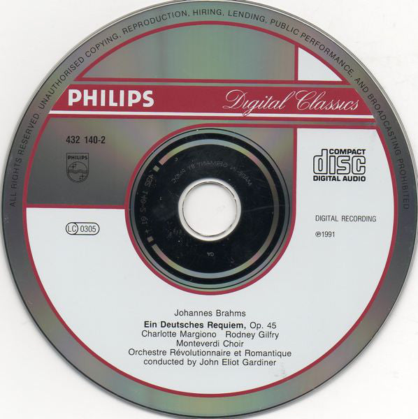 Johannes Brahms - Charlotte Margiono, Rodney Gilfry, The Monteverdi Choir, Orchestre Révolutionnaire Et Romantique, John Eliot Gardiner : Ein Deutsches Requiem (CD)