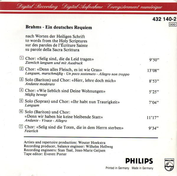 Johannes Brahms - Charlotte Margiono, Rodney Gilfry, The Monteverdi Choir, Orchestre Révolutionnaire Et Romantique, John Eliot Gardiner : Ein Deutsches Requiem (CD)