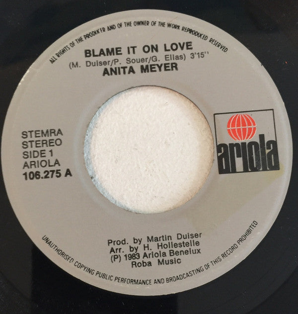 Anita Meyer : Blame It On Love (7", Single)