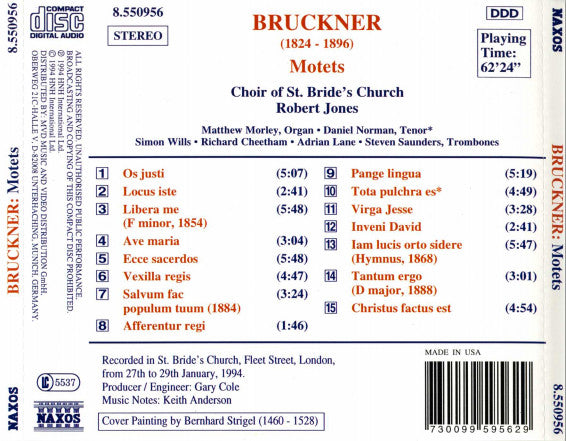 Anton Bruckner / Choir Of St. Bride's Church, Robert Jones (3) : Motets (CD, Album)