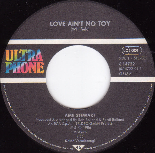 Amii Stewart : Love Ain't No Toy (7", Single)