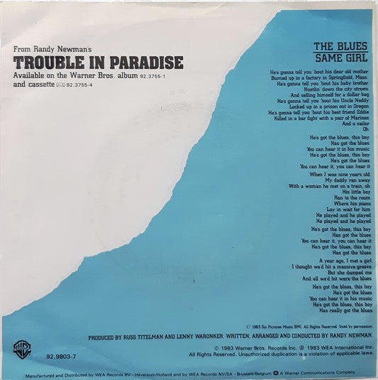 Randy Newman And Paul Simon : The Blues (7", Single)